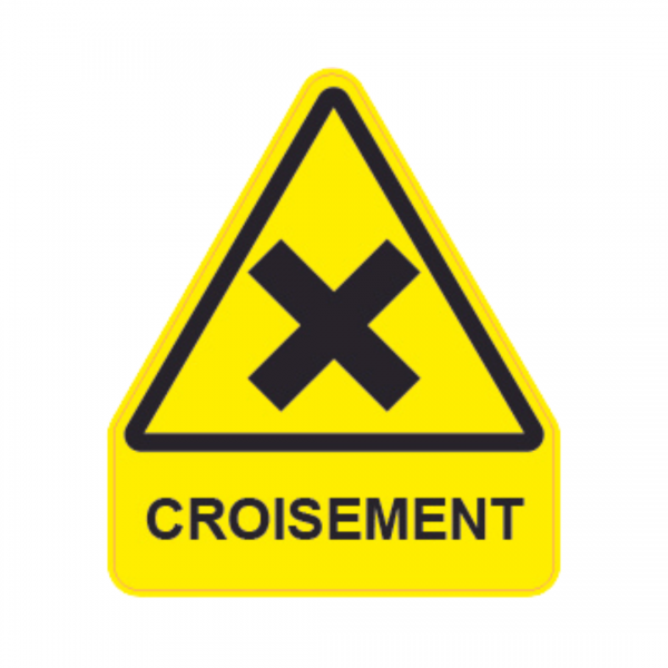 Panneau Triangle Sticker Danger Texte "Croisement" TRI-STI146-TX